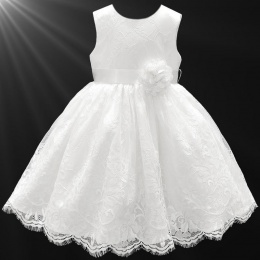 Baby Girls White Fringe Lace Christening Dress